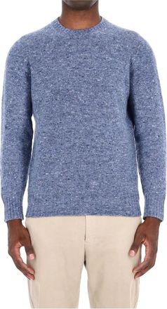 Drumohr Blauwe Kasjmier Trui Uitverkoop - Heren - Ronde hals truien - Blauw - L - Kasjmier - Truien & Vesten