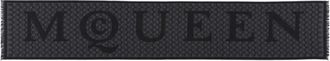 Alexander McQueen Zwart Skull-Print Wollen Sjaal - Heren - Wintersjaals - Grijs - ONE Size - Wol - Accessoires