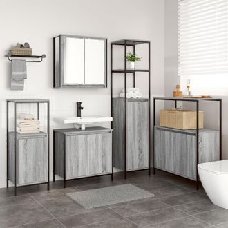Berkfield Home 5-Piece Bathroom Furniture Set in Grey Sonoma Engineered Wood