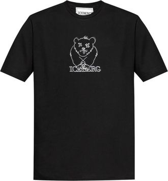 Iceberg Black Bear Logo T-shirt - Heren - T-shirts - Zwart - S - Katoen - Tops