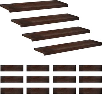 vidaXL Alfombras Para Escalones 16 Uds. 100 X 25 X 2 Cm Marr&oacute;n Oscuro Vidaxl