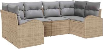 vidaXL Garden Sofa Set 6 pcs Beige and Light Grey Poly Rattan vidaXL