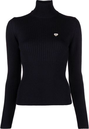 Casablanca logo-plaque ribbed jumper - women - Wool - S - Black