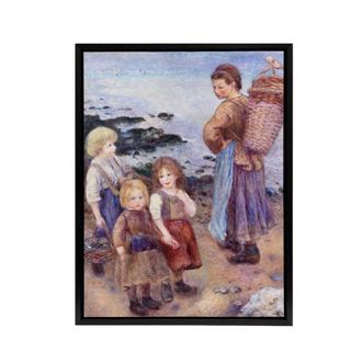 Artery8 Mussel Fishers at Berneval Renoir Vintage Black Framed Canvas Wall Art | Size: W24 x H32