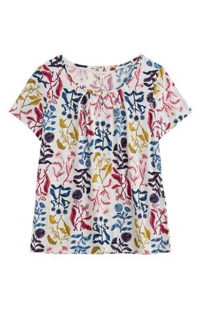 Seasalt Cornwall Appletree Floral Keyhole T-Shirt in Inky Botanical Chalk at Nordstrom, Size 14 Us