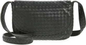 Bottega Veneta Veneto Intrecciato Leather Messenger Bag in Dark Green/silver at Nordstrom