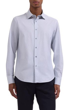 Bugatchi James OoohCotton Geo Print Button-Up Shirt in Platinum at Nordstrom, Size Xxx-Large