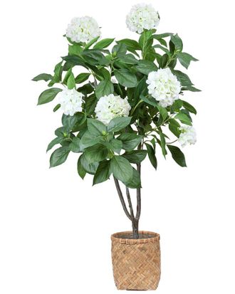 Creative Displays Inc. 5Ft Hydrangea Drop-In Tree With Bamboo-Wrapped Cement Pot