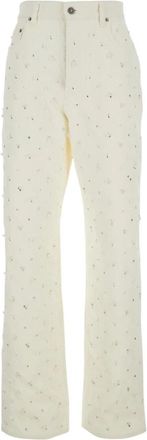 Golden Goose Crystal-Embellished Straight Jeans - Dames - Regular Fit Jeans - Wit - W27 - Katoen - Jeans