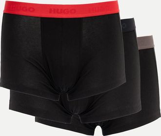 HUGO BOSS Mens HUGO 3-Pack Mens Trunks with Coloured Waistbands - Black 009 - Size: 35/34/32