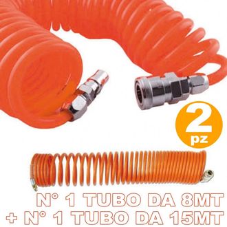 Trade Shop Trade Shop - 2 Tubi Tubo Aria Compressa Flessibile Per Compressore 8 15 Metri Innesti Rapidii