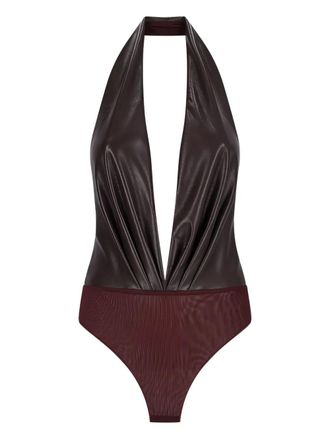 Andamane Zendaya gedrapeerde body met halternek - Bruin