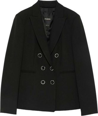 Pinko Black Solid Peaked Lapel Blazer
