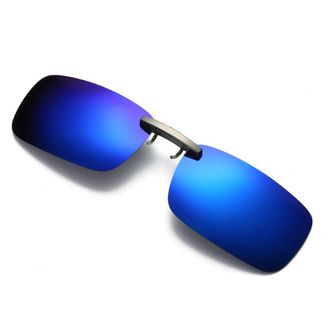 Generic Glasses Gifts Lens Driving Metal Polarized Clip On Glasses Sunglasses Vintage Makeup Case (Blue, One Size)