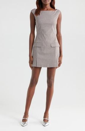 Staud Walker Micro Check Sheath Dress in Dark Chocolate Micro Check at Nordstrom Rack, Size Large