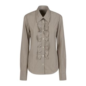 Ami Shirts, female, Multicolor, Size: M Long Sleeve Ruffled Adjusted Shirt