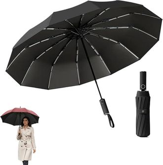 Generic Brellux Umbrella, 264-Rib Waterproof and Windproof Compact Travel Umbrella with Strong Fiberglass Frame, Automatic Folding UV-Protection Umbrellas for
