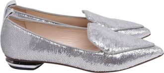 Nicholas Kirkwood Beya Pointed Ballet Flats in Silver Sequin