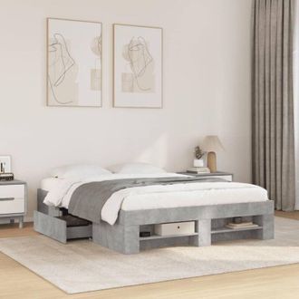 vidaXL Estructura De Cama Madera De Ingenier&iacute;a Gris Hormig&oacute;n 140x200cm Vidaxl