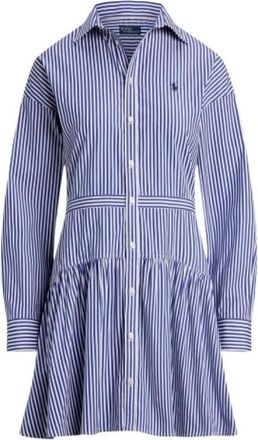 Polo Ralph Lauren Gestreepte overhemdjurk met moderne silhouet - Dames - Shirt Kleedjes - Blauw - L - Katoen - Kleedjes