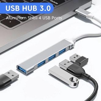 OEM Hub Usb 3.0 - Divisor Usb - 4 Puertos Usb 3.0 A Adicionales - Hub Usb - Cable De 6 Cm - 5 Gbps - Aluminio - Gris