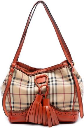Burberry Pre-owned Burberry Small Haymarket Check Coated Canvas Brogue Tassel Tote Ladies YVNAVZRMNY0LYH1Q