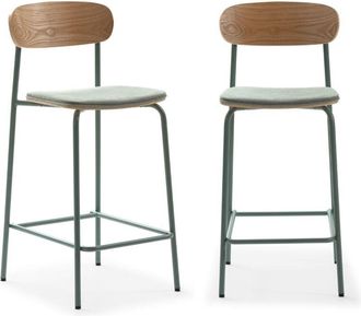 DRAWER Drawer - Lote de 2 taburetes de tela con patas de metal H66 cm - adriana