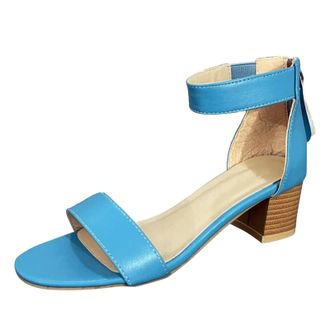 Generic Chunky Heel Sandals Solid Color Roman Sandals Adjustable Ankle Strap Sandal High Top Sandals With Zipper Fashion Leather Shoes Open Toe Flat Shoes Stu