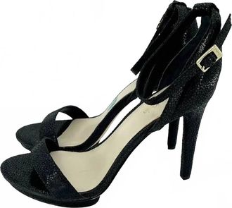 Calvin Klein Womens Suede Leather Lizard Platform Heels In Black