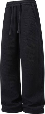 Generic Mens Tracksuit Bottoms Fleece Lined Trousers Straight Leg Smart Casual Joggers Thermal Winter Warm Pants Black