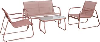 Sweeek Conjunto de jard&iacute;n de acero, 4 plazas, terracotta