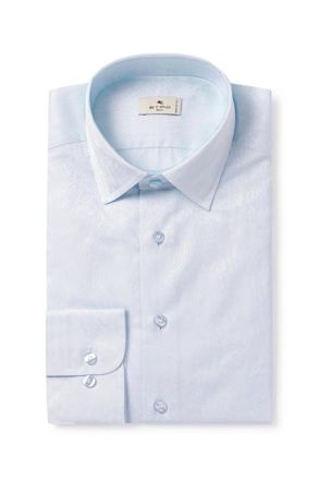 Etro Roma Cutaway-Collar Paisley-Jacquard Cotton Shirt