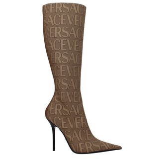 Versace Beige Fabric Womens Boots