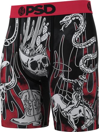 PSD Mens Western Print Boxer Briefs - 7 Inch Inseam Breathable and Supportive Mens Underwear, High Noon, S