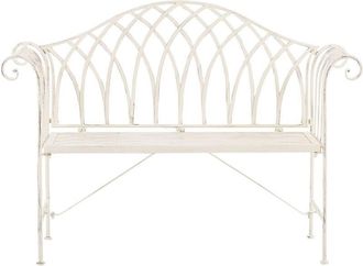 Beliani Beliani - Vintage Outdoor Garden Bench White Metal Flared Armrests 2 Seater Milazzo
