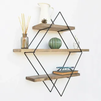 Dmora Mensola Rozasanina, 3 Ripiani, Portata Ripiani 2,50, Colore Struttura Nero, 60x14x60h Cm Marrone Noce