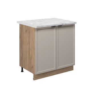 Vicco Armario Bajo Para Fregadero Fame-line, Grisbeige, 80 Cm Con Estante, Et M&aacute;rmol Vicco