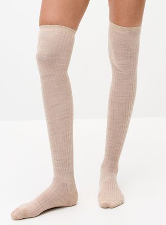 Simons Womens Ribbed merino-touch Thigh-High Socks