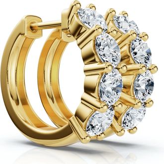 Pompeii3 2Ct Diamond Hoops Small 14k White or Yellow Gold Lab Grown 5/8 Tall