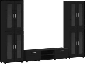 vidaXL Conjunto De Mueble De Tv Con Caj&oacute;n Negro Madera De Ingenier&iacute;a Vidaxl