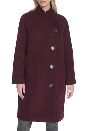 Cole Haan Asymmetric Wool Blend Coat in Burgundy at Nordstrom Rack, Size 14