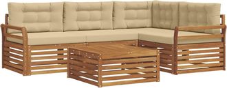 vidaXL Conjunto De Sof&aacute;s De Exterior 5 Uds. Natural Y Beige Vidaxl