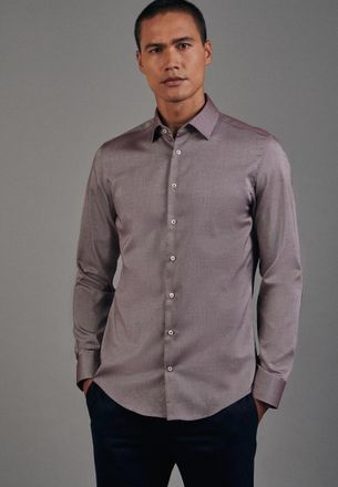 Seidensticker Businesshemd SEIDENSTICKER Schwarze Rose, Herren, Gr. S38, normale &Auml;rmell&auml;ngen, rot (dunkelrot), 100% Baumwolle, unifarben, slim fit, 2-Knopf-Manschet