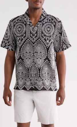 Raga Man Aarush Cotton Camp Shirt in Black at Nordstrom Rack, Size X-Large