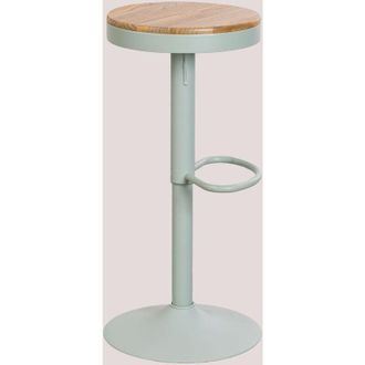 Sklum Sklum - Sgabello alto regolabile Bardder in acciaio e legno di olmo