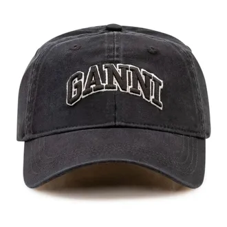 Ganni Caps, female, Black, Size: ONE SIZE Canvas Cap Emb