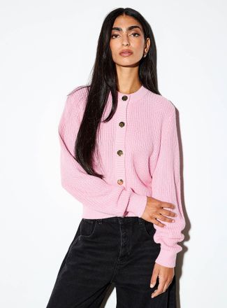 Icone Womens Embossed golden buttons shaker-rib Cardigan Sweater