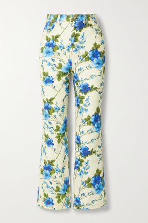 Richard Quinn Floral-print High-rise Straight-leg Jeans - Bianco
