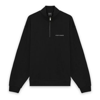 Lyle & Scott Script Heavyweight Loopback Quarter Zip Sweatshirt - Heren - Sweatshirts & Hoodies - Zwart - Maat: S Katoen