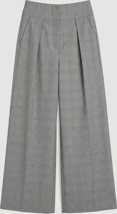 Karen Millen Womens Soft Tailored Check High Waist Wide Leg Trouser - Grey - Size 10 UK